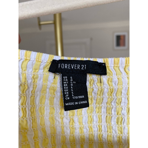 Forever 21 Gingham Crop Top Puff Sleeve Cottagecore Smocked Cotton Vaca Summer L - Picture 6 of 6